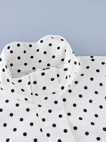 Oversized Polka Dot Zip Up Jacket