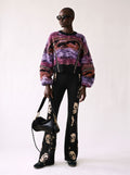 Graphic Skull Print Flare Pants