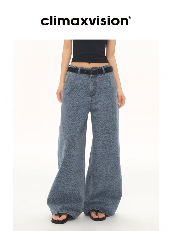 Leopard Print Wide Leg Jeans