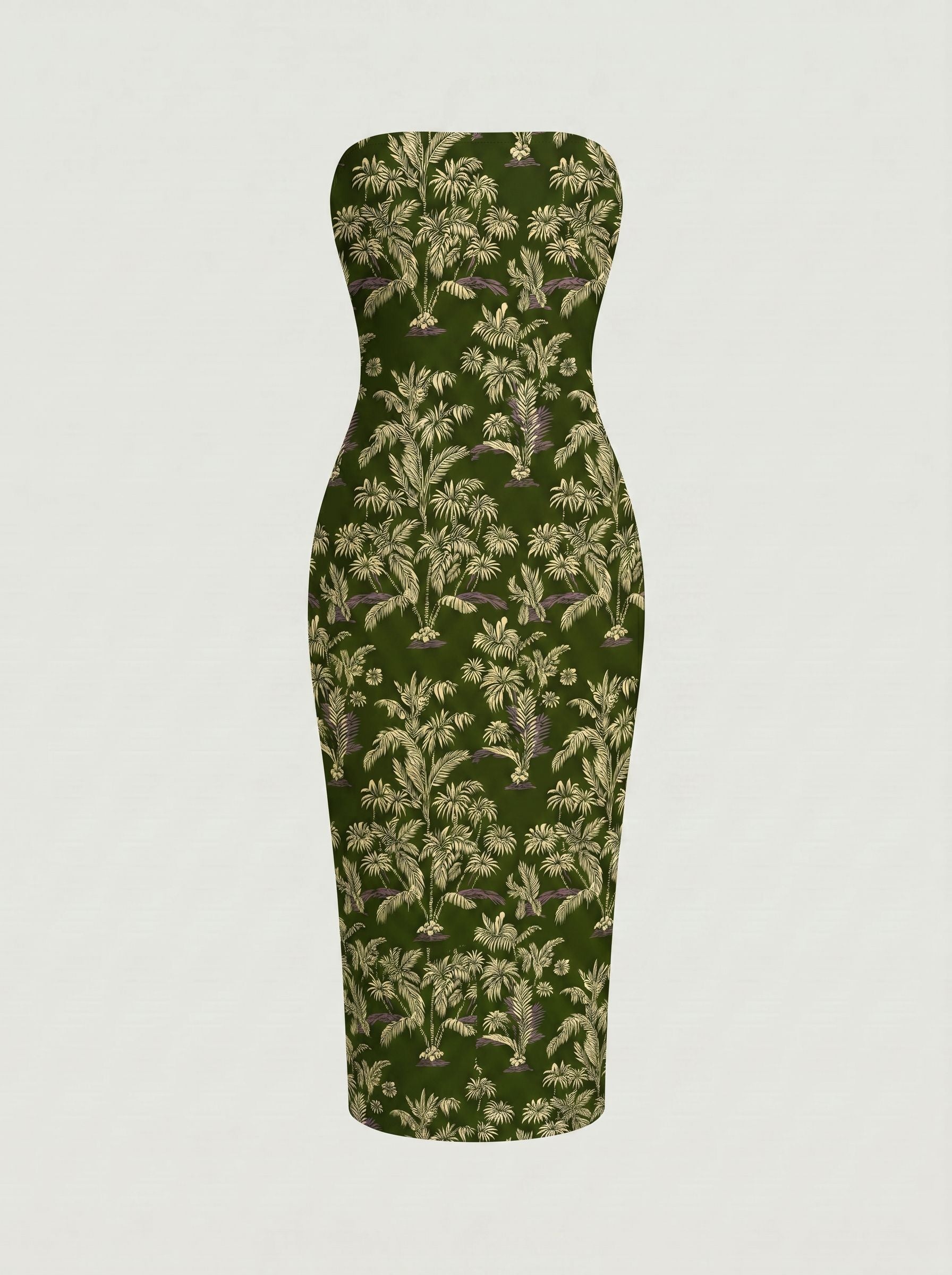 MAIA Floral Print Strapless Sheath Midi Dress