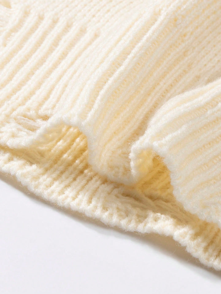Distressed Graphic Oversized Knit Sweater