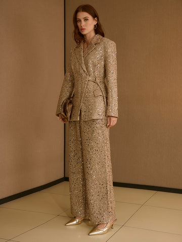 Sparkly Sequin Tweed Blazer Jacket