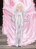 Metallic Oversized High Waisted Pants