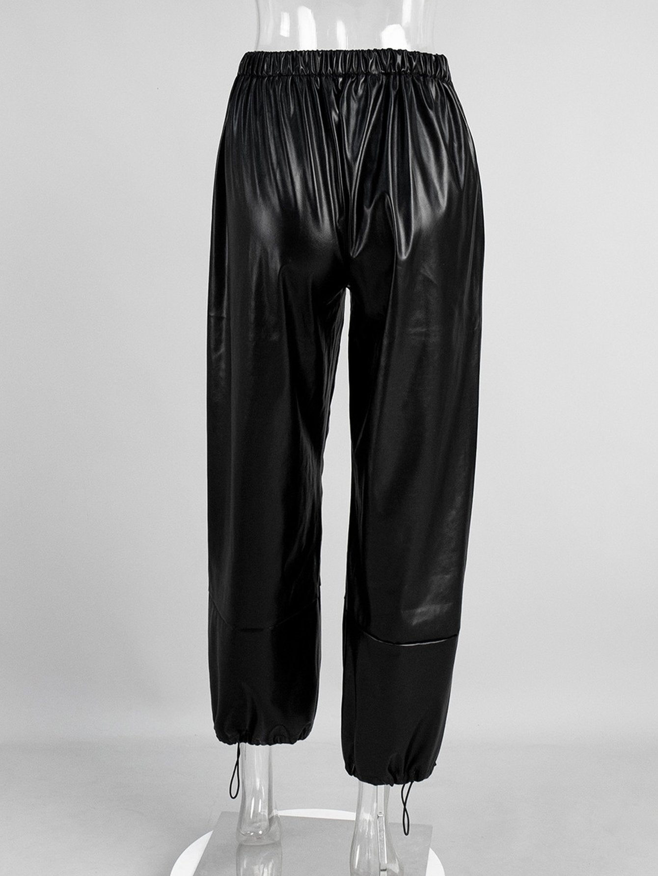High Waisted Faux Leather Joggers