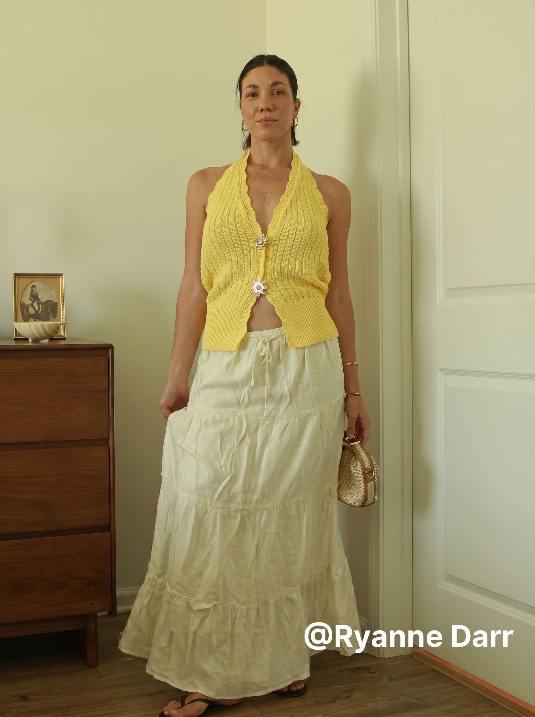 Drawstring-Waist Beach Midi Skirt