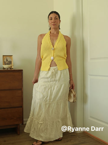 Drawstring-Waist Beach Midi Skirt