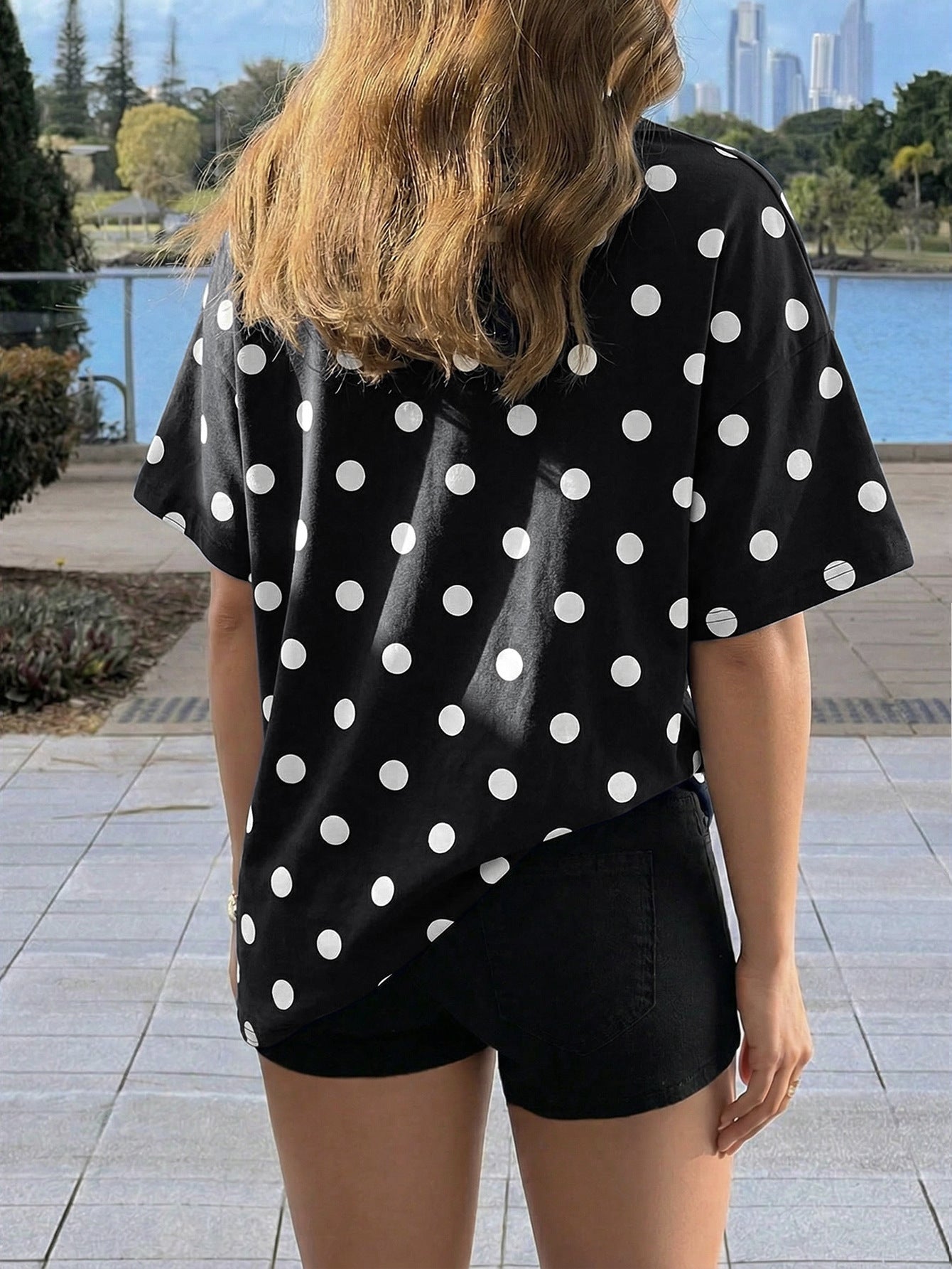 Oversized Polka Dot Graphic T-Shirt