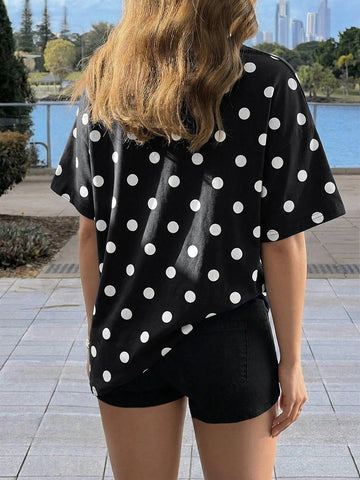 Oversized Polka Dot Graphic T-Shirt