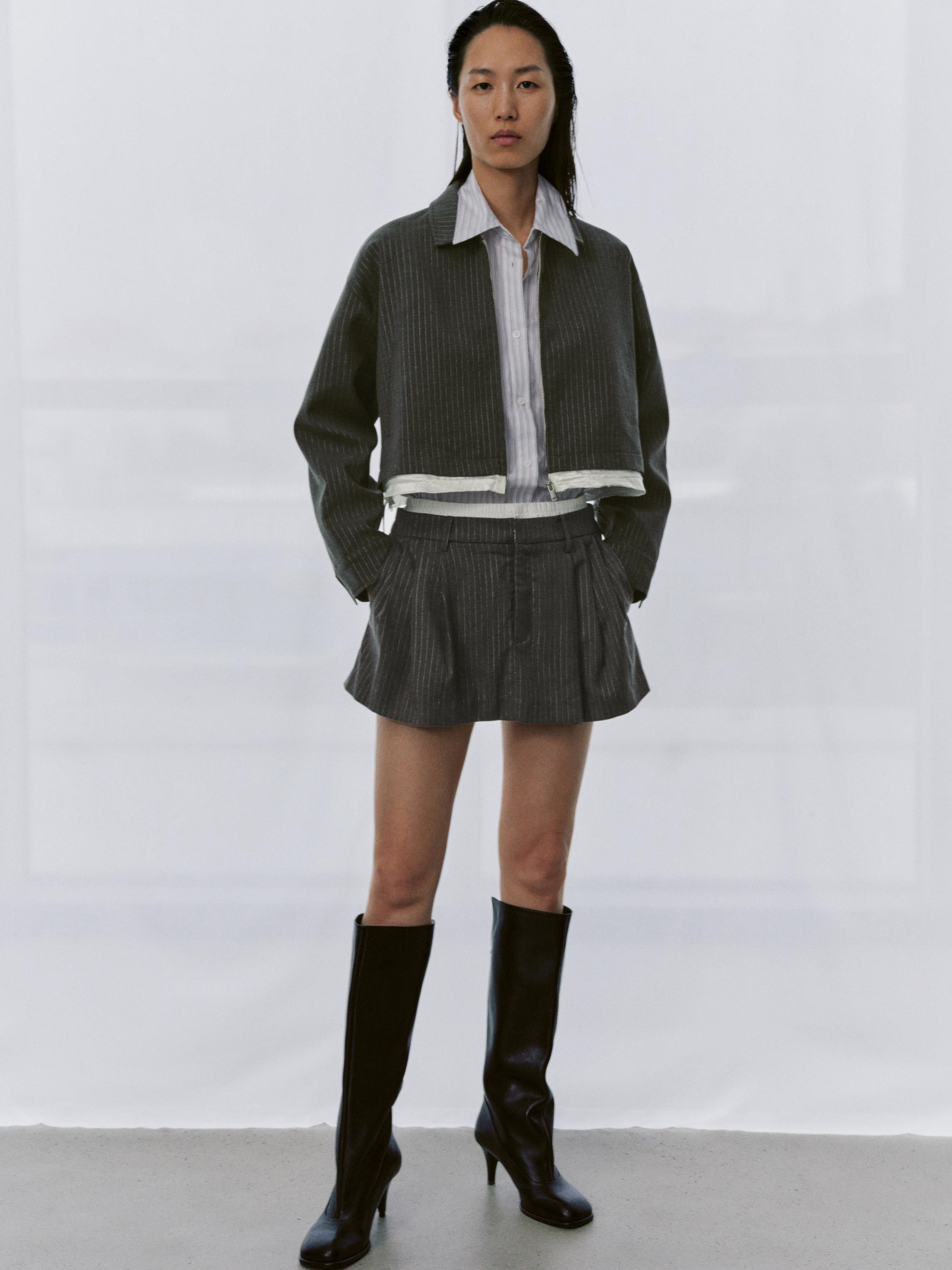 Urban Revivo 2 In 1 Striped Pleated Mini Skirts