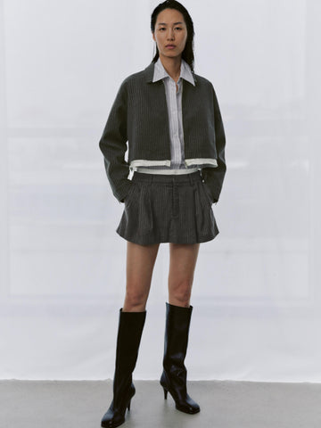 Urban Revivo 2 In 1 Striped Pleated Mini Skirts