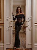 Elegant Lace Off Shoulder Maxi Dress