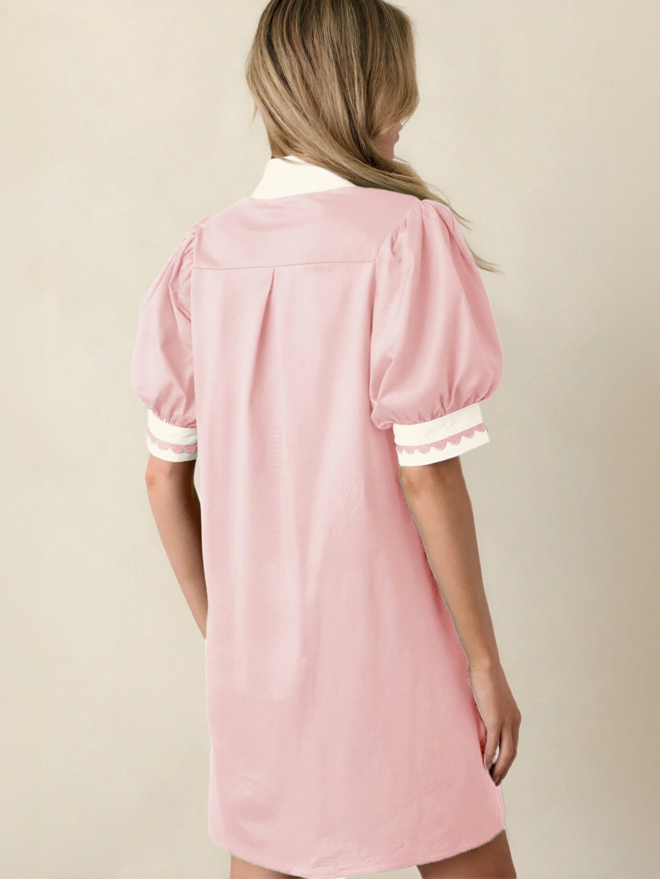 Puff Sleeve V Neck Mini Dress
