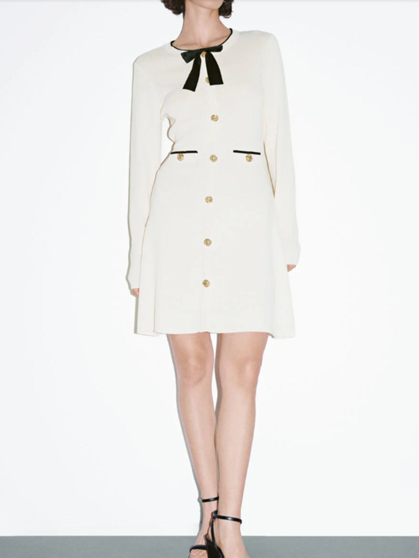 Urban Revivo Knitted Long Sleeve Dresses-Black