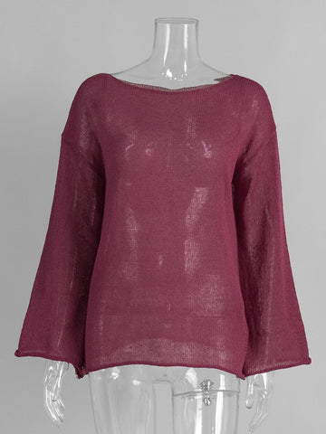 Oversized Lightweight Boat Neck Knit Sweater