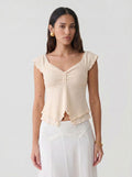 Ruched Lettuce Trim Ribbed T-shirt