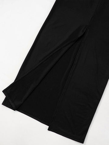 Off-Shoulder Puff-Sleeve Evening Maxi Dress
