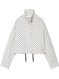 Polka Dot Cropped Stand Collar Jacket