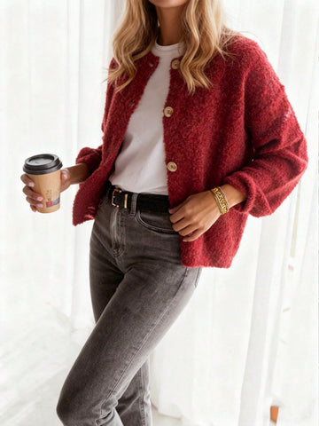 Cozy Textured Button Down Cardigan