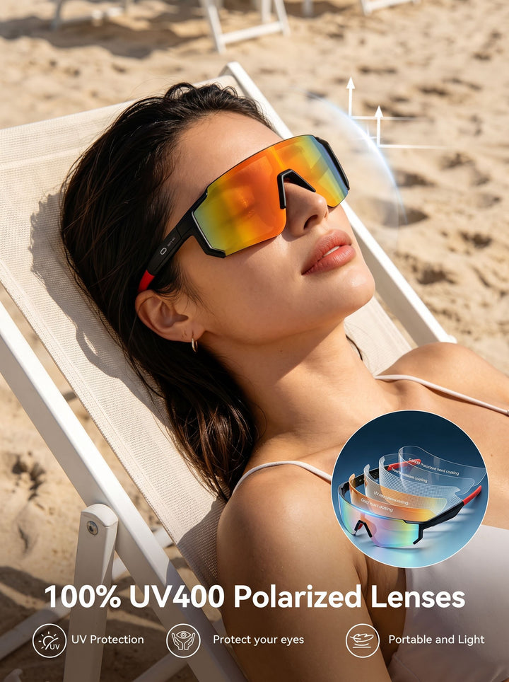 Reflective Shield Sport Cycling Sunglasses