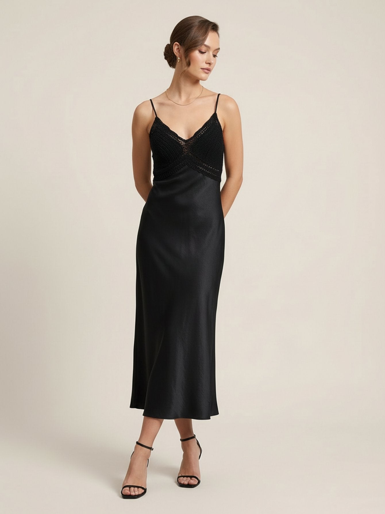 Spaghetti Straps A-line Midi Dress