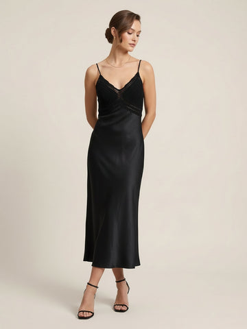 Spaghetti Straps A-line Midi Dress