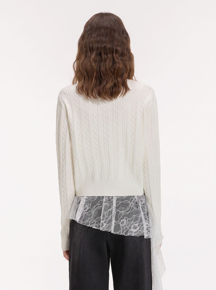 Cute Teddy Embroidered Cable Knit Cardigan