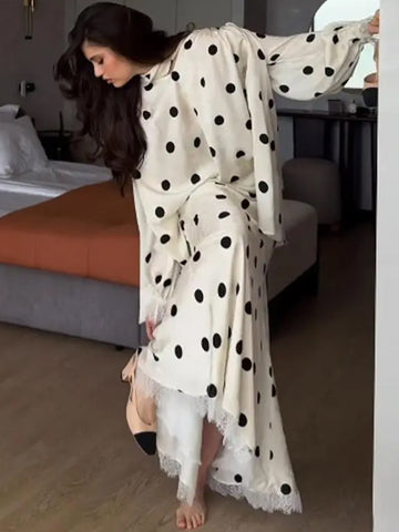 Elegant Polka Dot Maxi Skirt Set