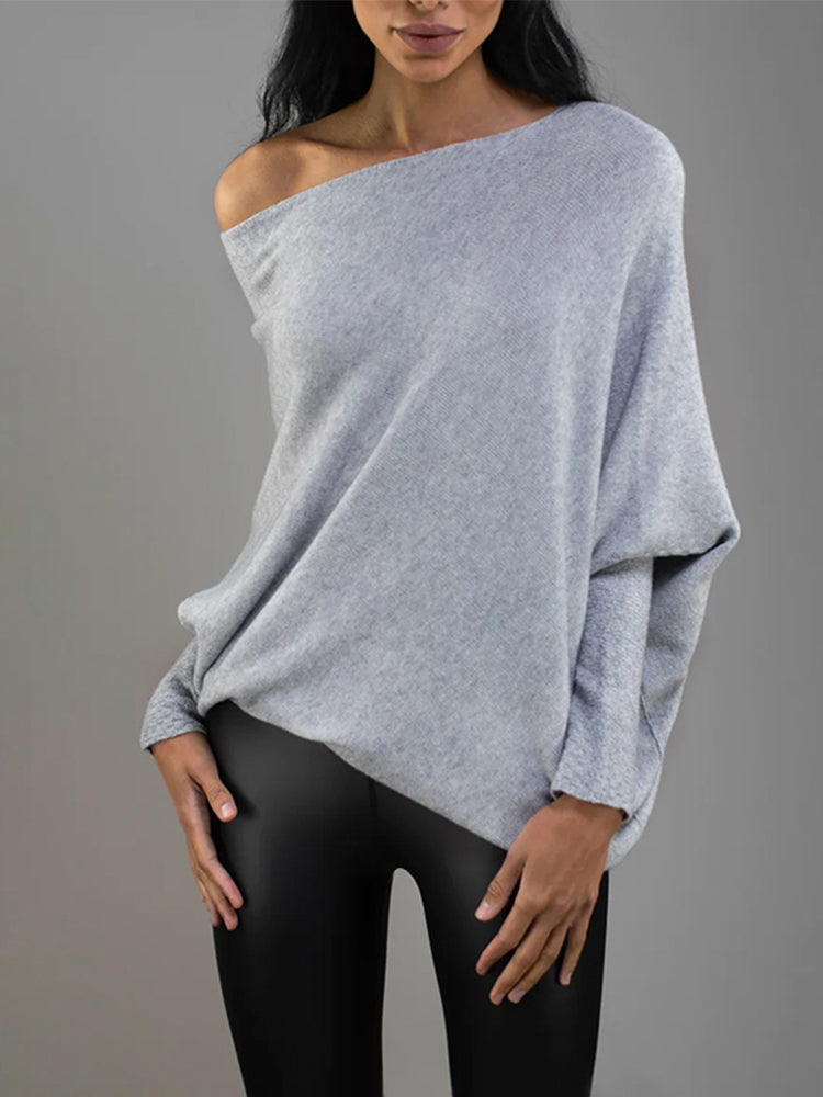 Solid Color Minimalist Pullover Sweater-ray