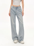 Sparkly Rhinestone High Waisted Wide Leg Jeans