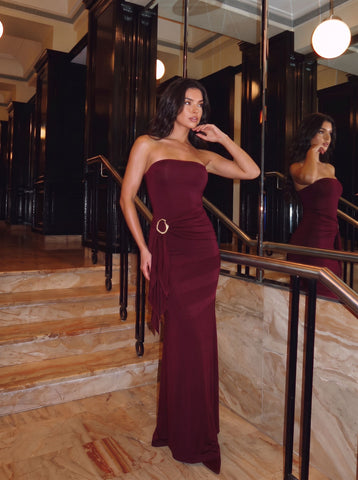 Elegant Ruched Strapless Maxi Dress