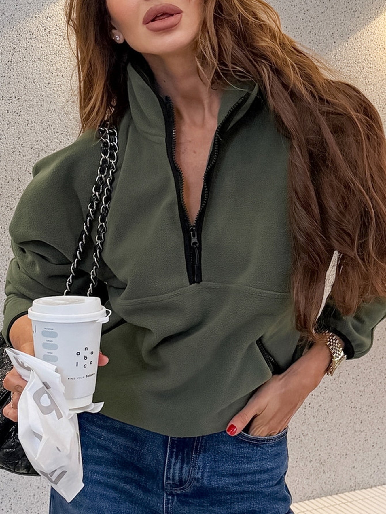 Cozy Quarter Zip Fleece Sweatshirt