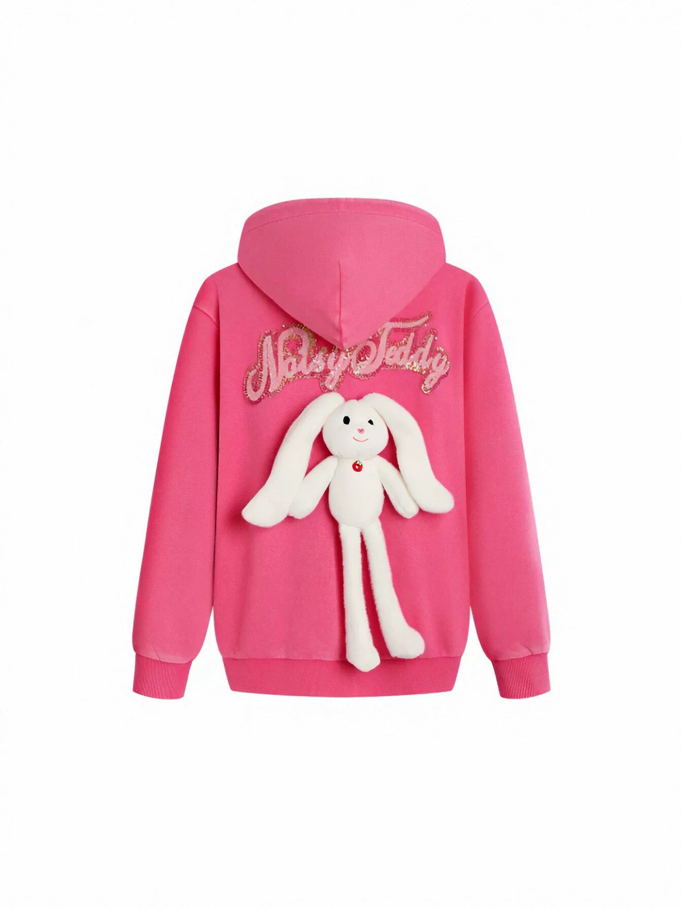 Cute Bunny Graphic Sequin Hooded Jacket