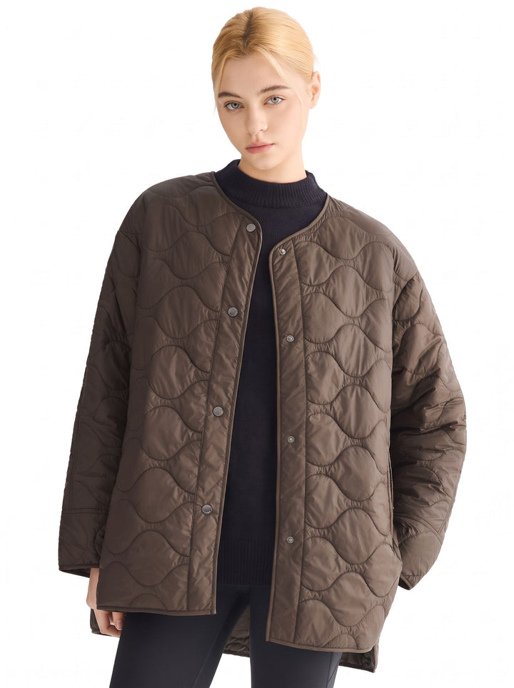 Oversized Quilted Snap Button Puffer Jacket