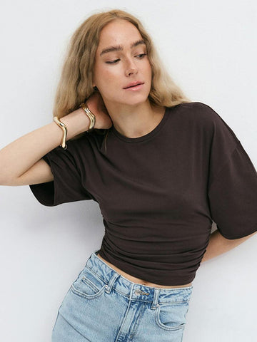 Ruched Slim Fit Crop T-Shirt