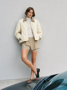 Quilted Corduroy Collar Padded Jacket