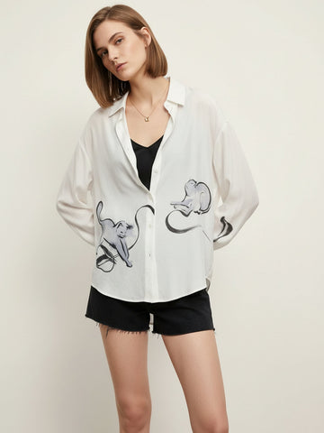 Cat Print Long Sleeves Shirt