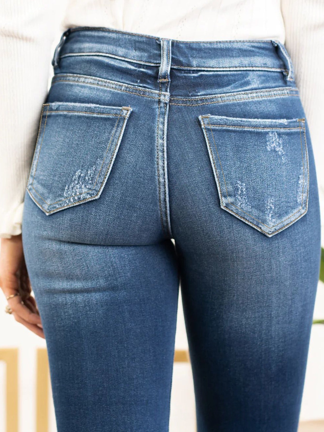 High Rise Distressed Skinny Jeans