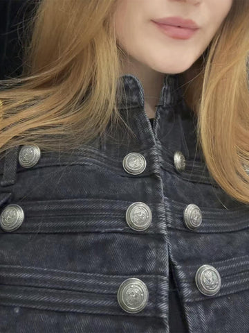 Vintage Military Inspired Denim Jacket