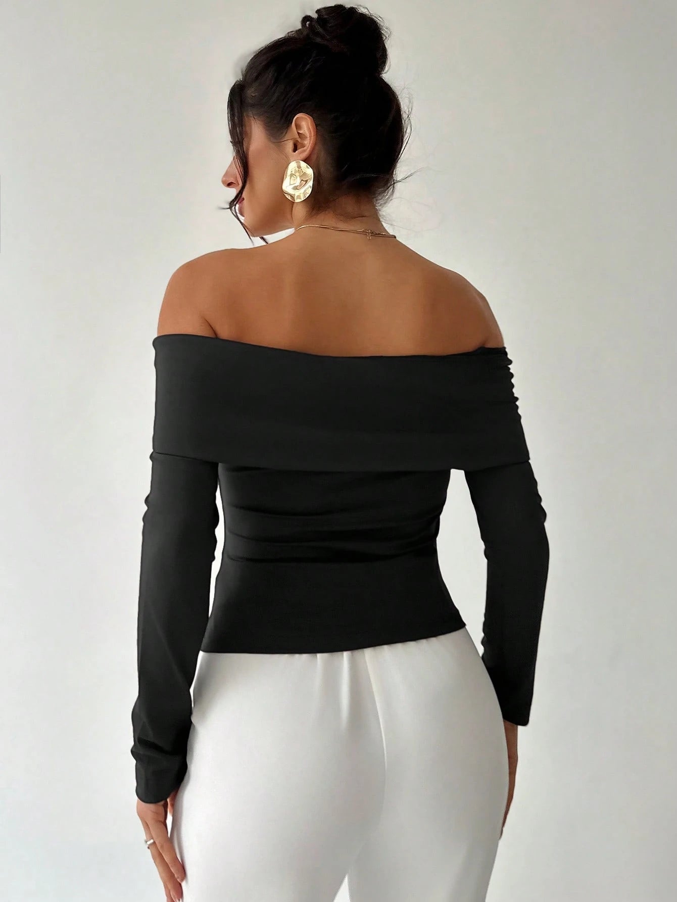 Elegant Off Shoulder Button Down Top