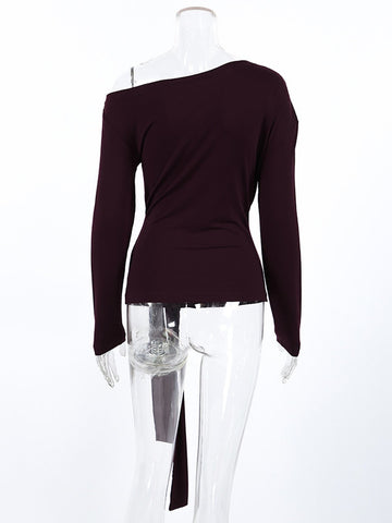 Elegant Off Shoulder Waist Tie T Shirt