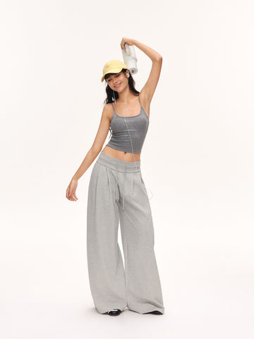 Low Rise Drawstring Wide Leg Pants