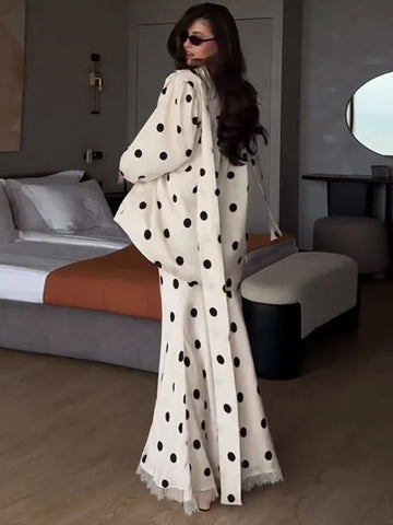 Elegant Polka Dot Maxi Skirt Set