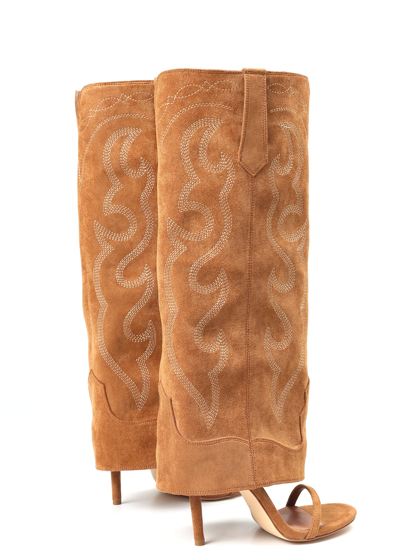 Embroidered Suede Stiletto Western Boots