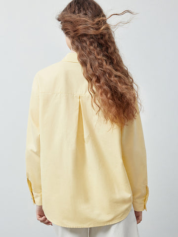 Yellow Embroidered Heart Button Down Shirt