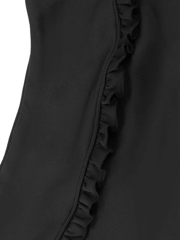 Ruffle Trim Crop Top Pants Set