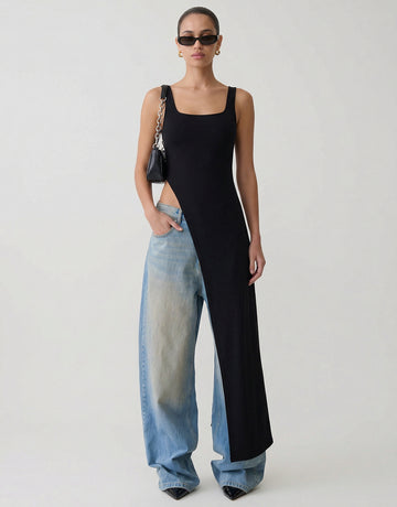 Asymmetric Hem Wide Strap Chic Top