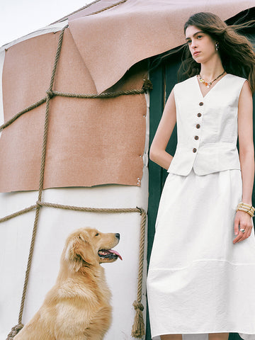 TOYOUTH Sleeveless Vest Straight Skirt Casual Suit