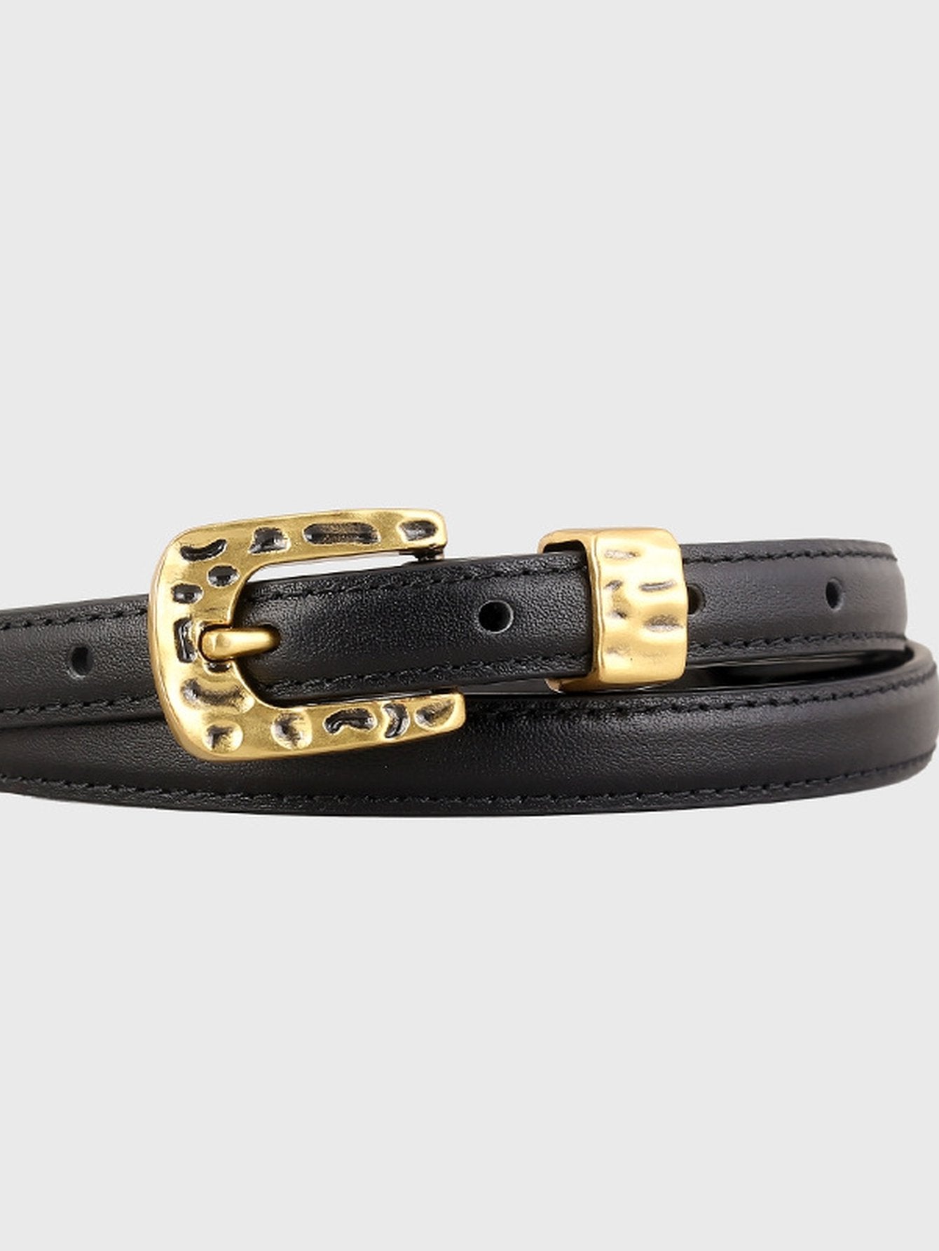 Minimalist Gold Buckle Skinny Belt