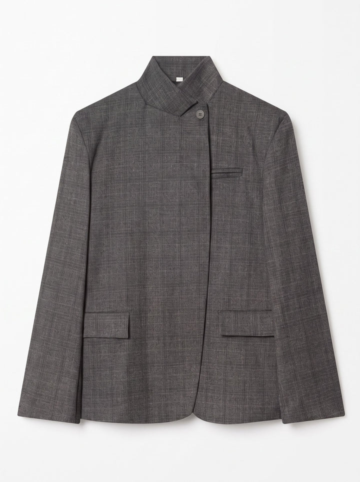 Plaid Stand Collar Blazer Jacket