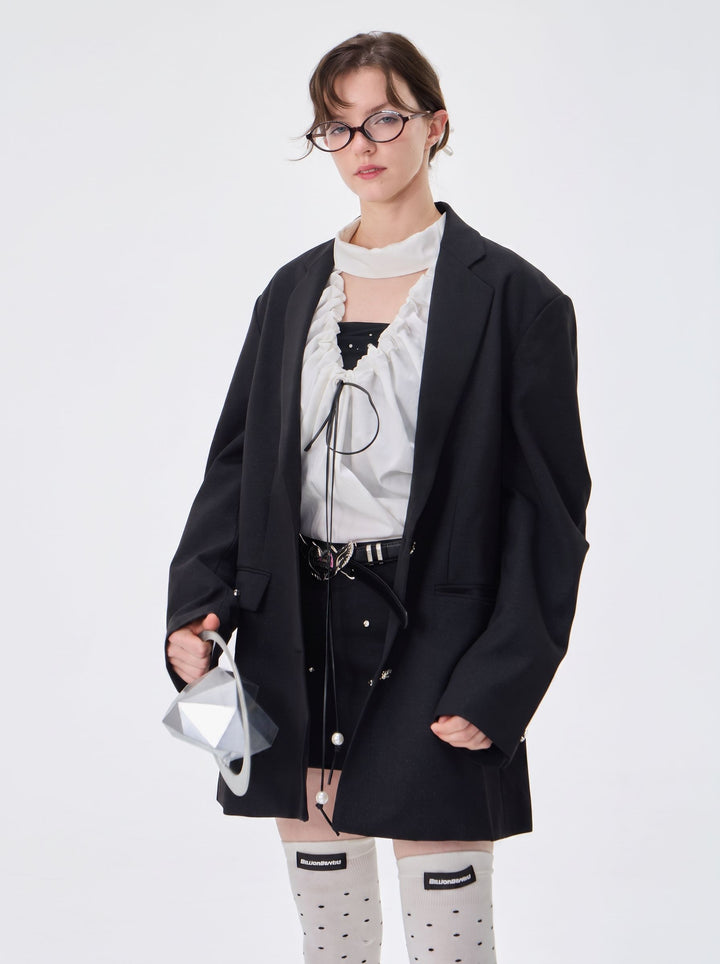 Oversized Relaxed Fit Black Blazer Jacket
